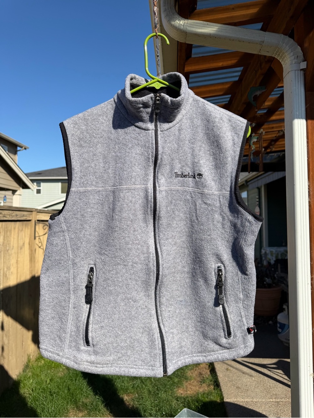 Timberland Light Gray Unisex Full-Zip Fleece Vest Size Medium